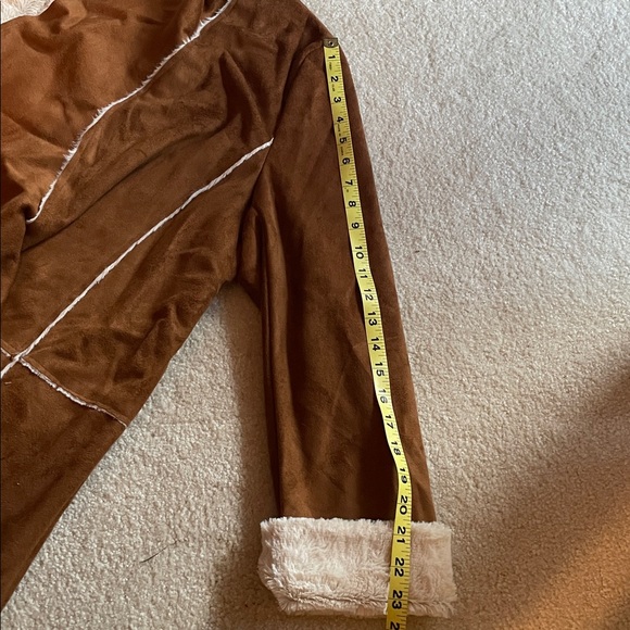 Faux suede shearling long coat - Picture 12 of 13